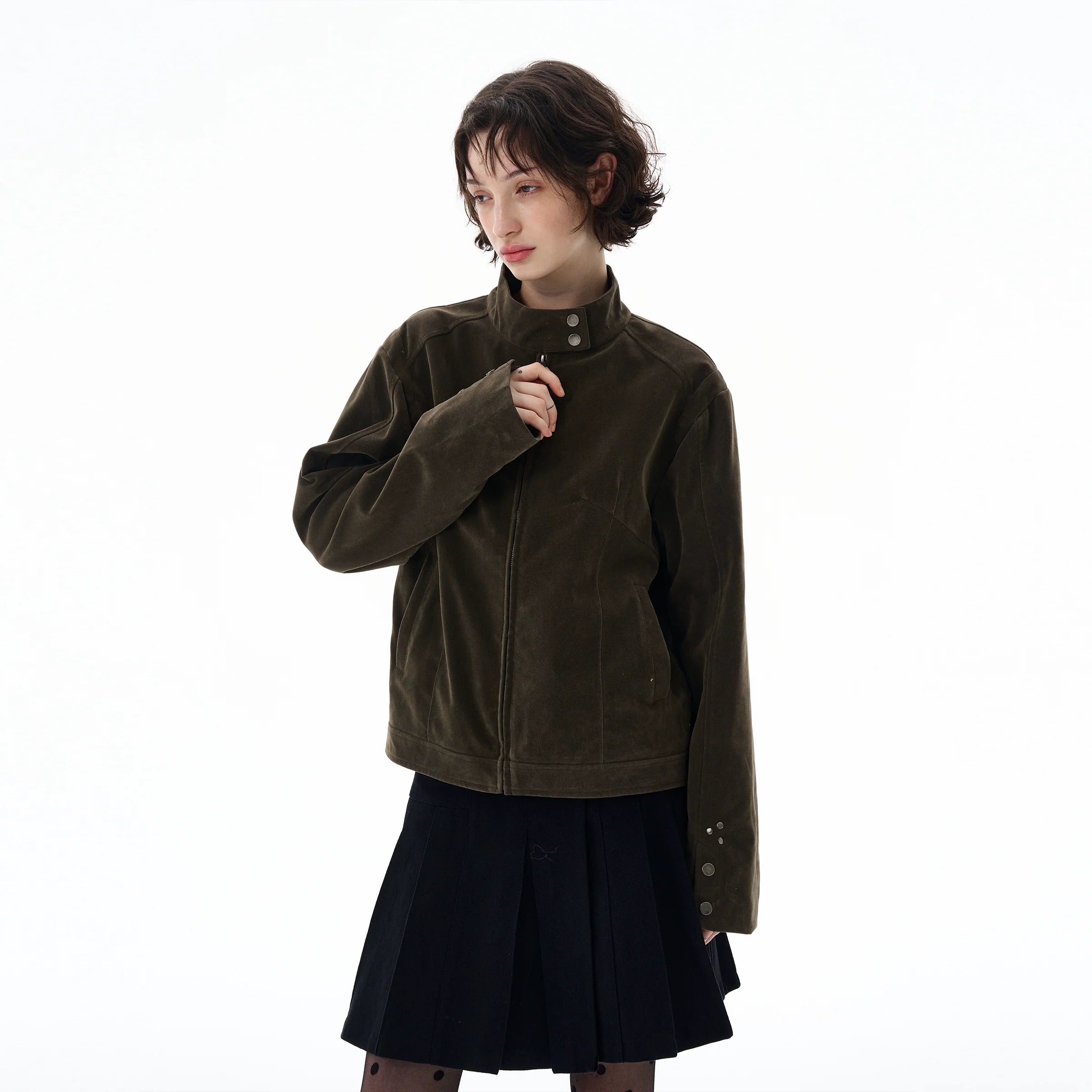 벨벳 에스프레소 모토 재킷