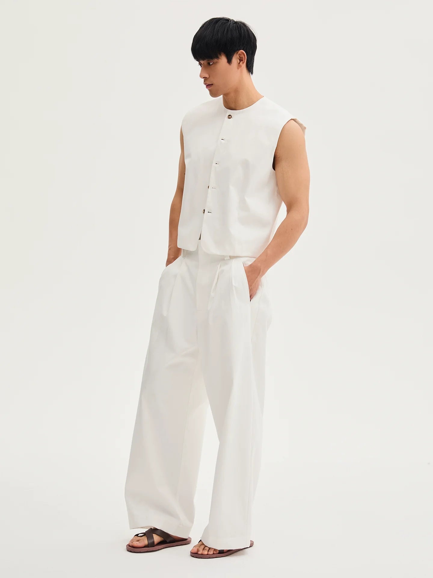IvoryPlane Minimal Button Vest