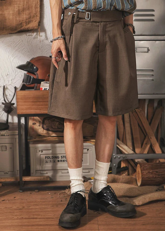 Retro Belted Mid-length Shorts
