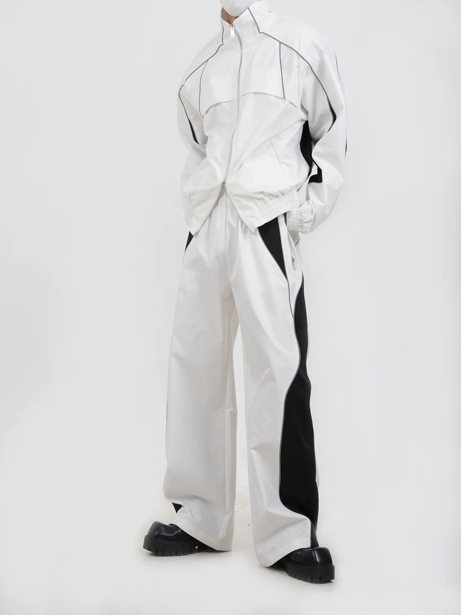 Sporty Jacket and Wide-Leg Track Pants