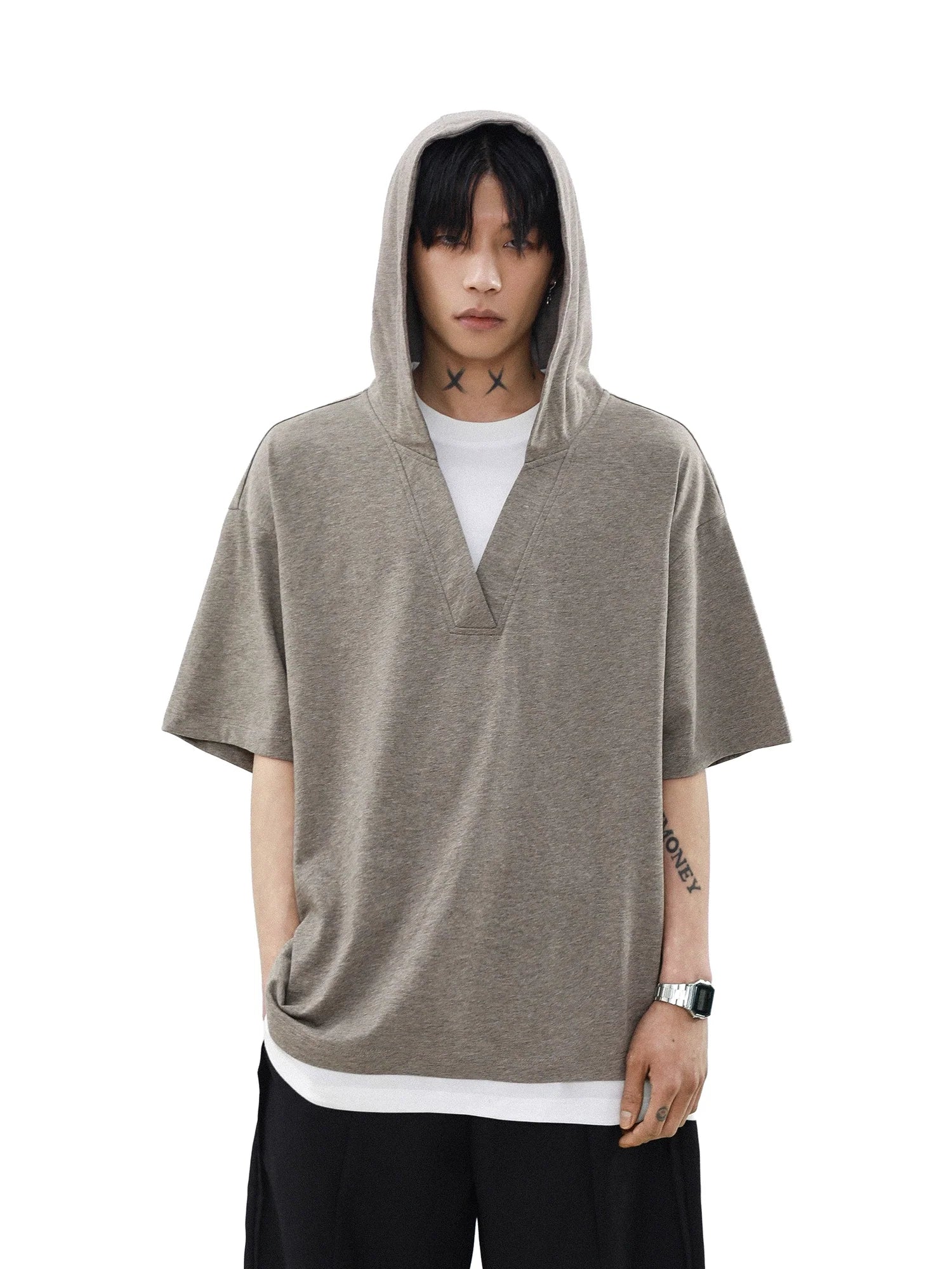 Cinder Drape Short Sleeve Hoodie