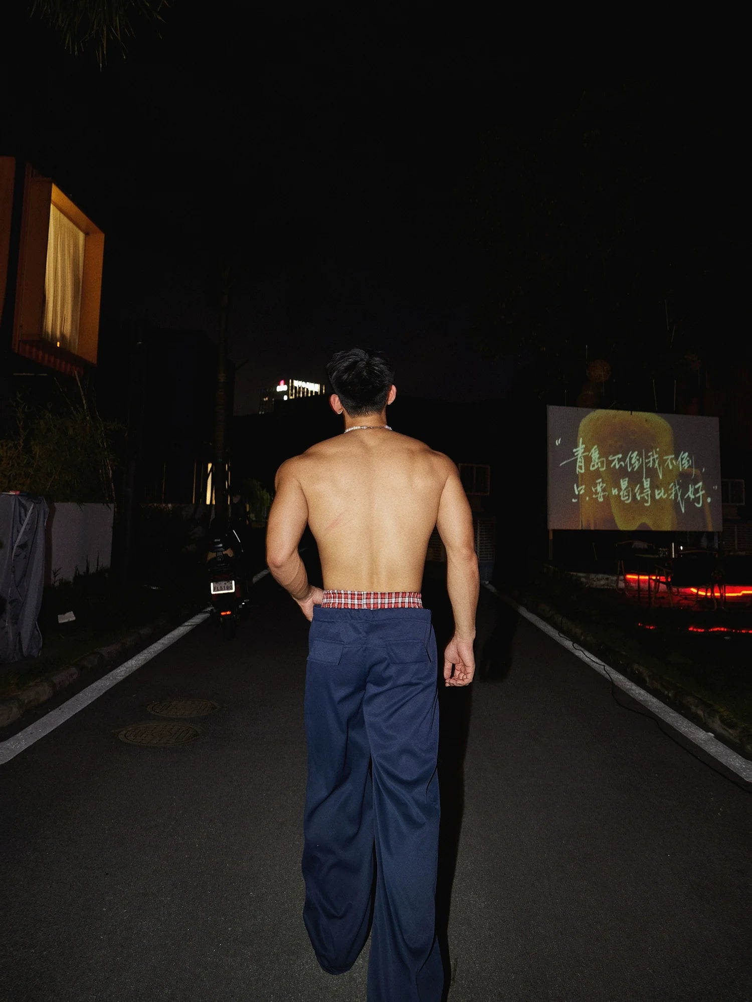 チェック柄ウエストドローストリングパンツ