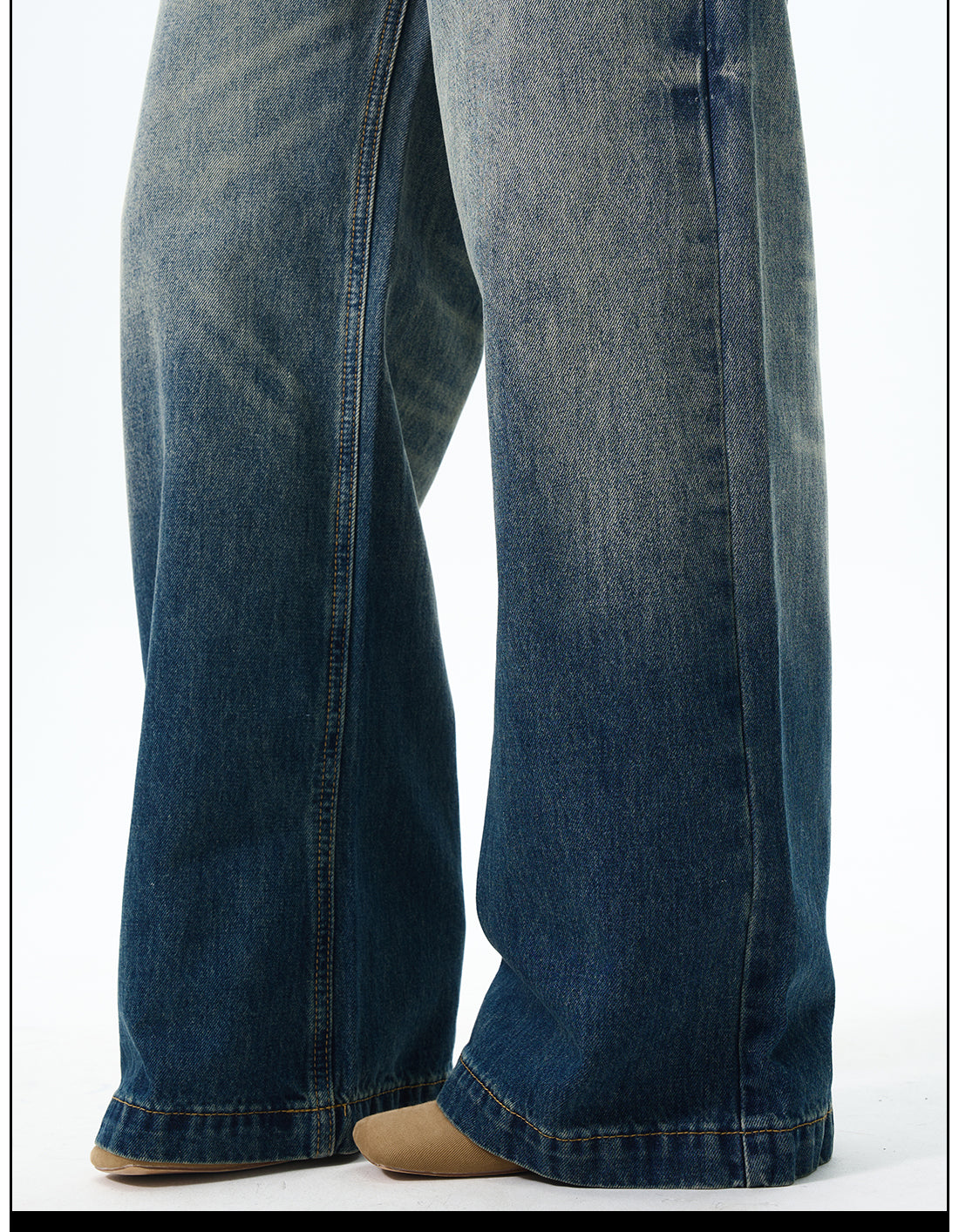 Distressed Gradient Wide-Leg Jeans