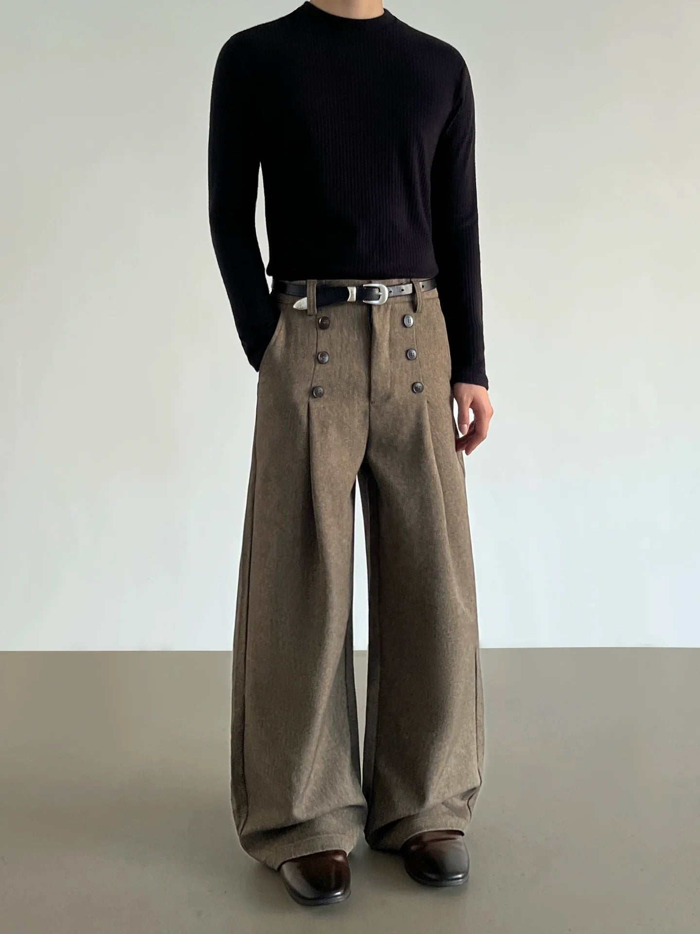 Harbor Brigade Button-Front Wide Trousers