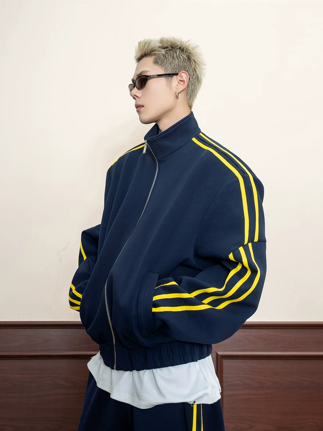 Navy Yellow Stripe Track Suit