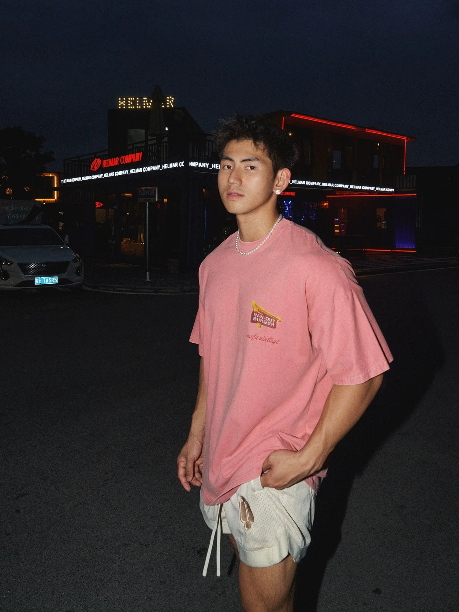 노을 야자수 그래픽 프린트