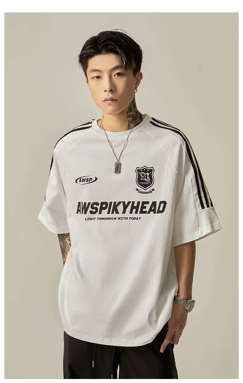 Oversized Grey Athletic Logo T-Shirt