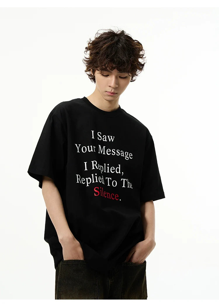 사일런스 메시지 그래픽 티셔츠