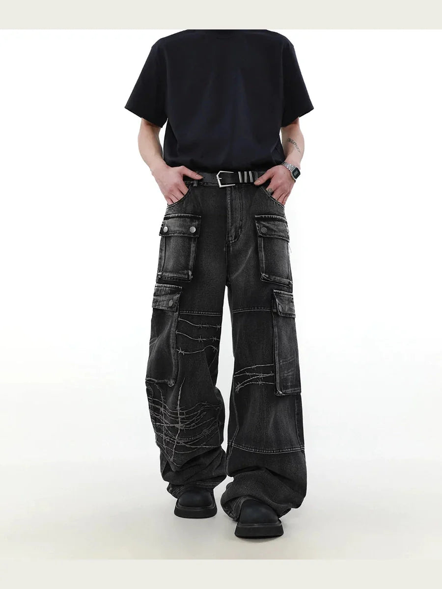 Rugged Explorer Multi-Pocket Jeans - chiclara