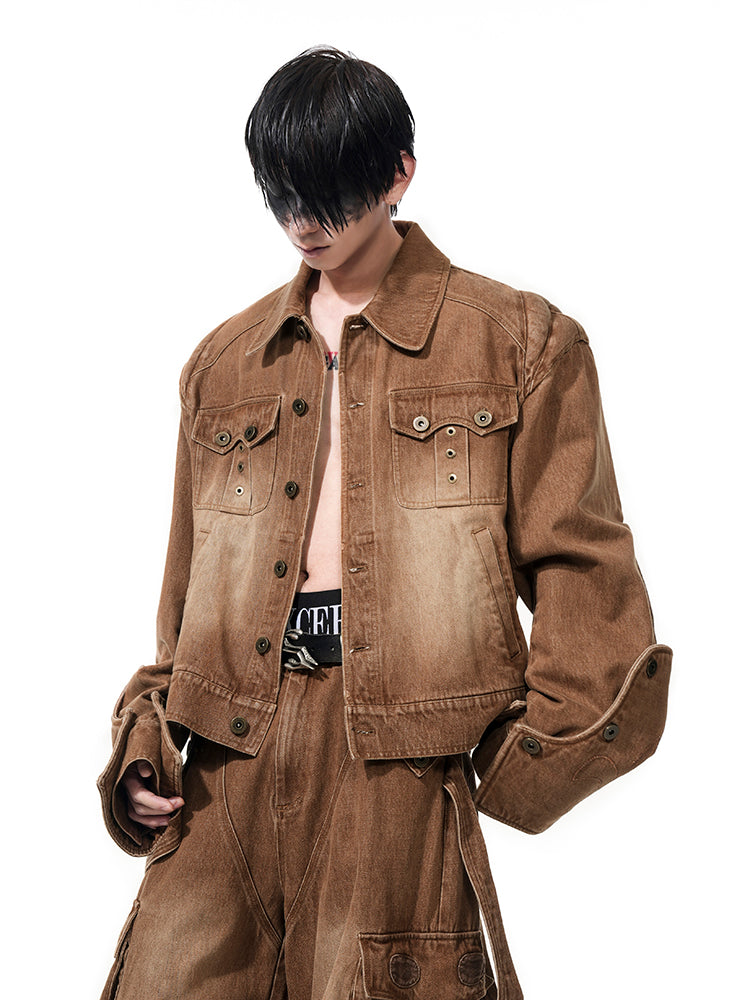 Brown Washed Denim Jacket and Jeans Setup