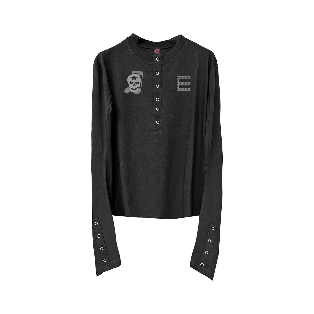 이클립스 글리프 스컬 헨리 긴팔 티셔츠