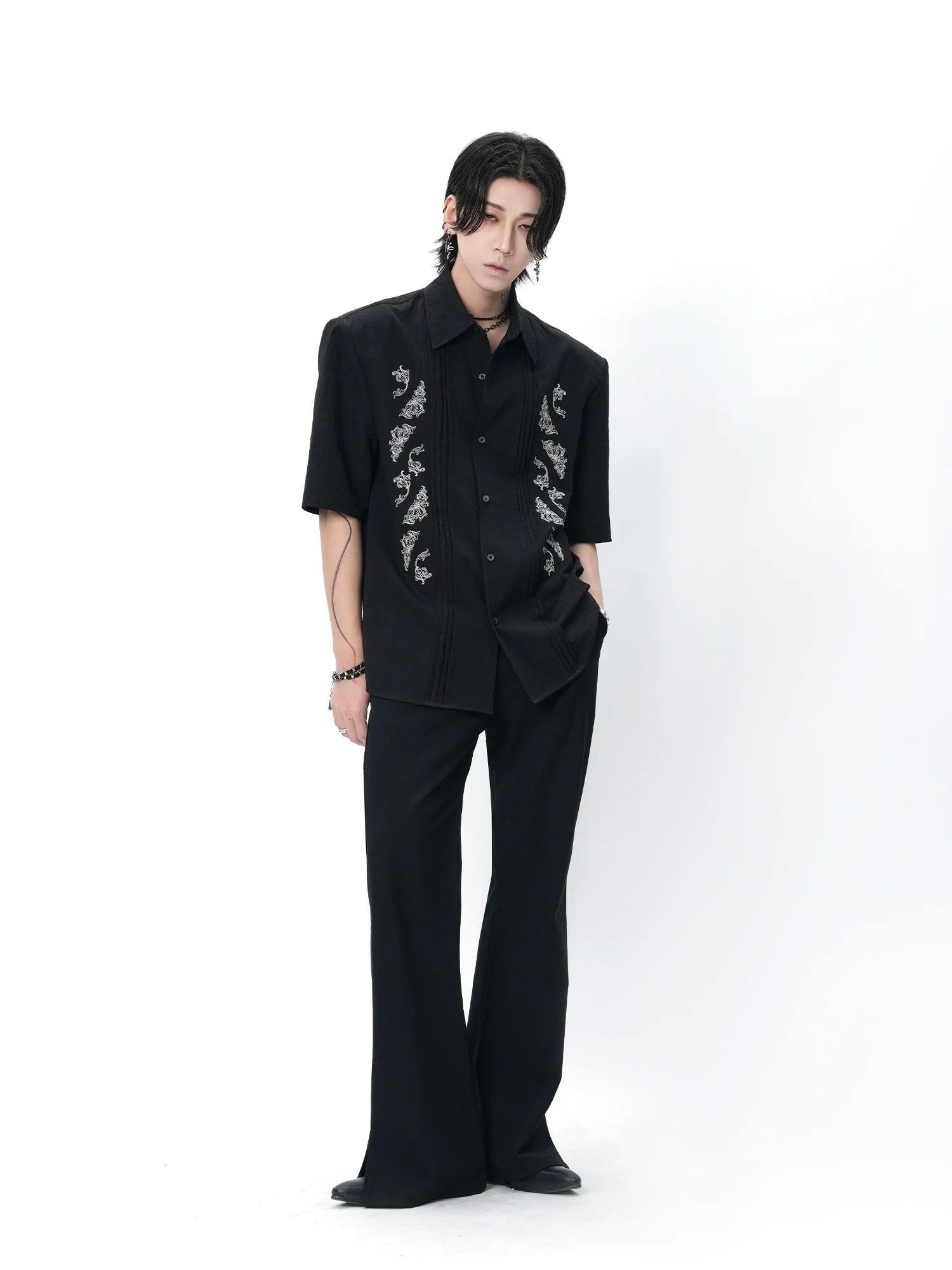 Dragon Embroidered Cuban Shirt