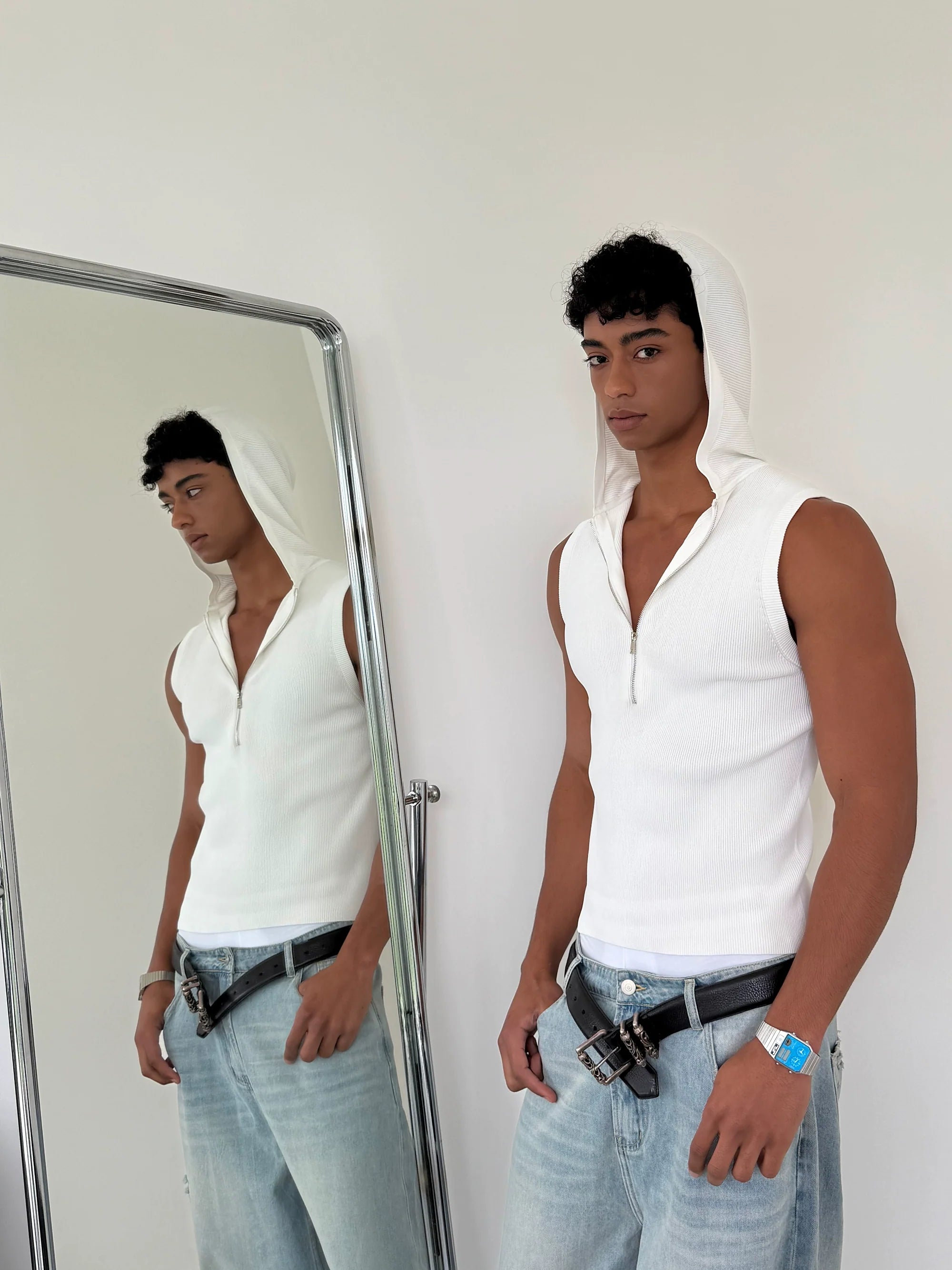 Sleeveless Zip Up Hoodie Top