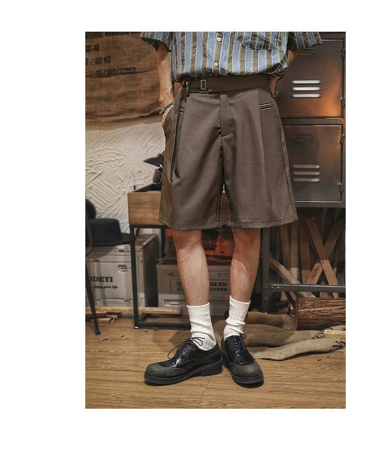 Retro Belted Mid-length Shorts