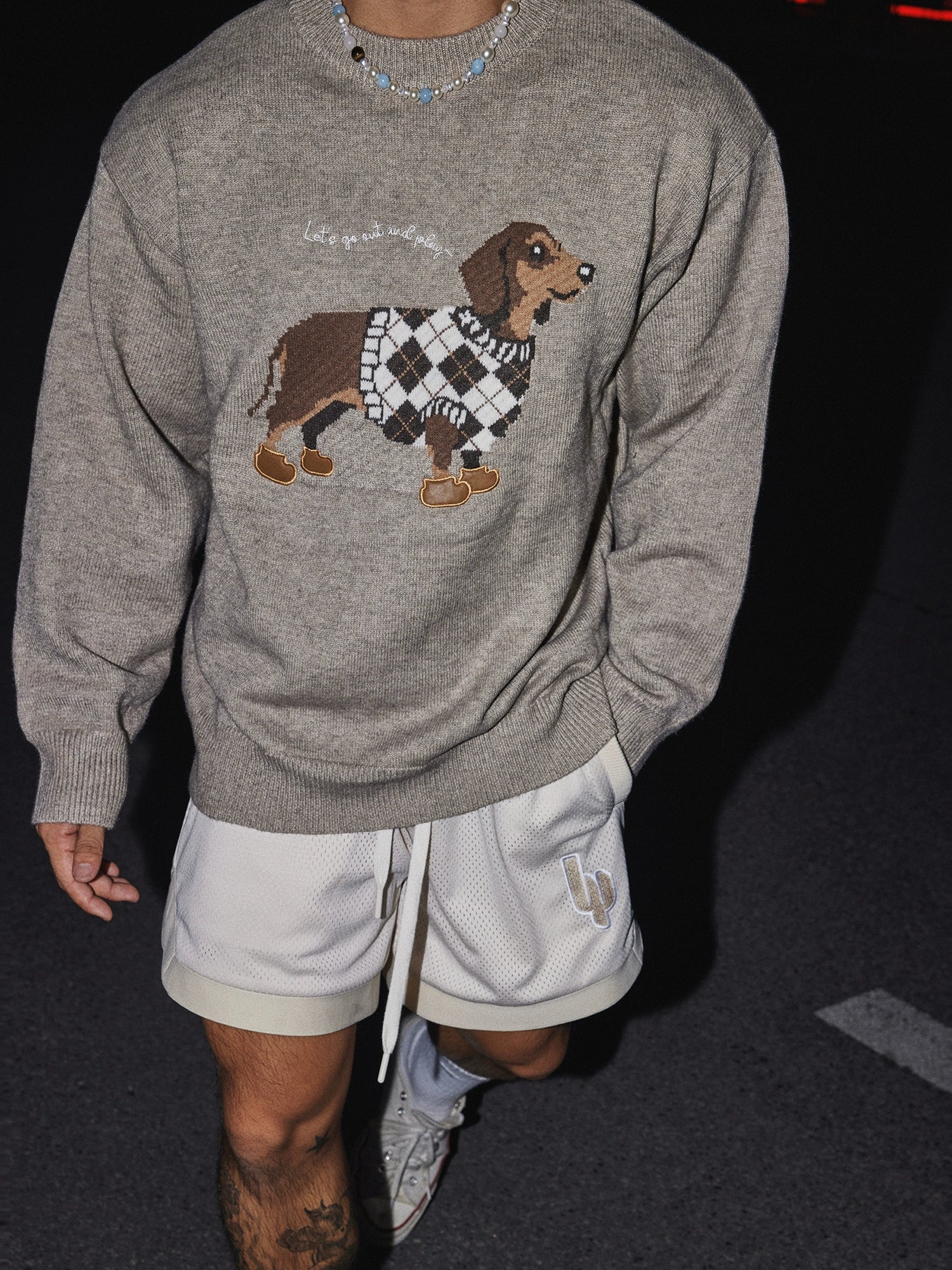 Plaid Pup Cozy Knit Sweater