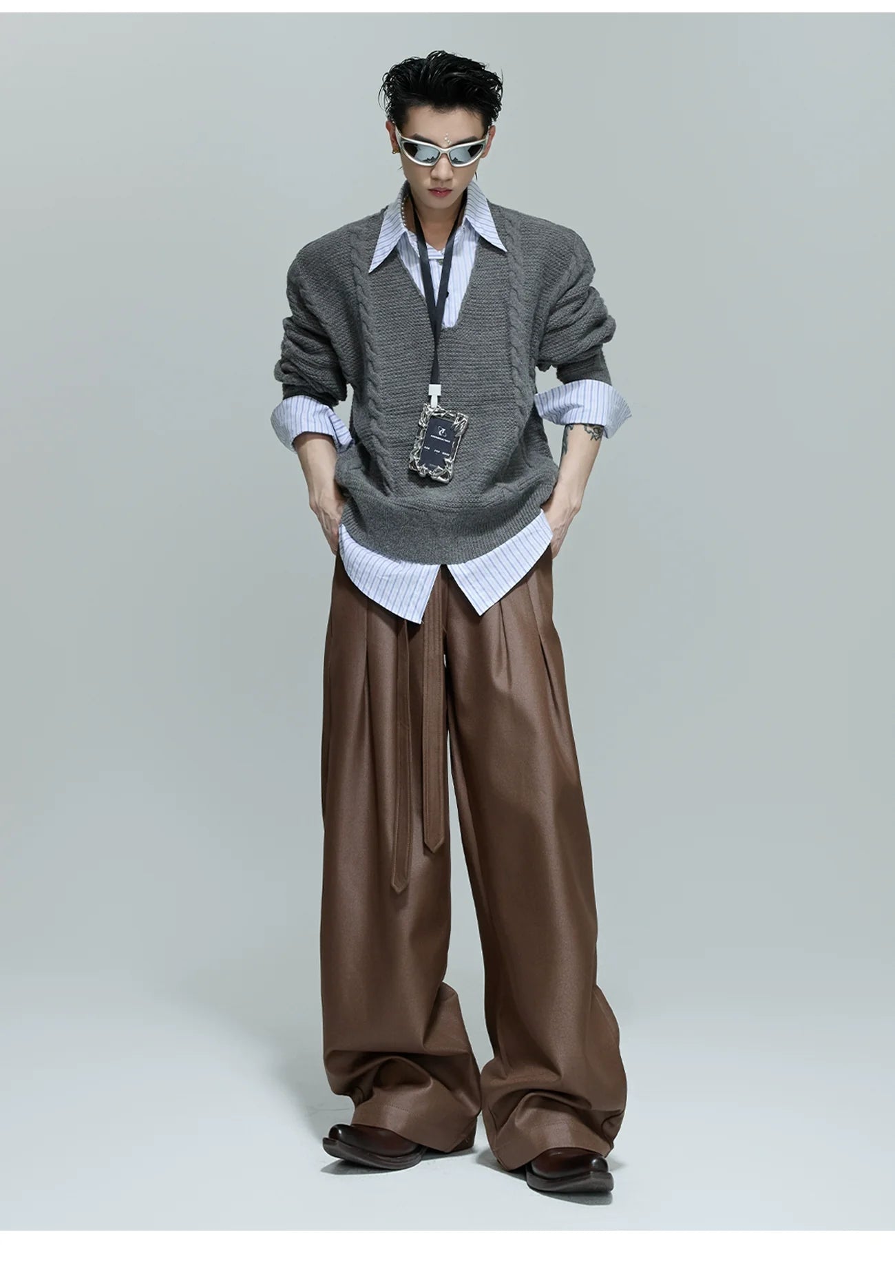 Chunky Knit Layered Sweater Shirt