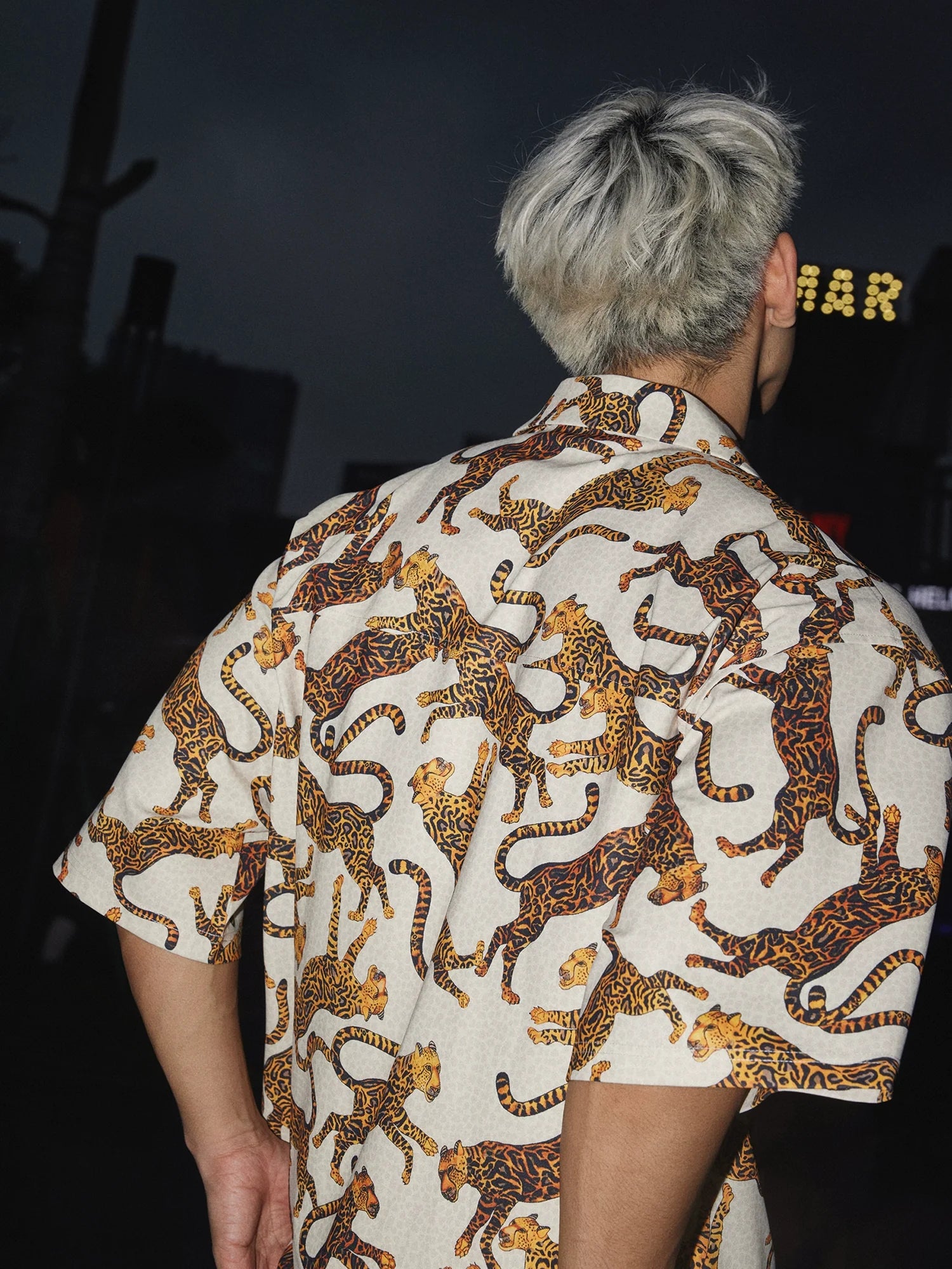 Beige Leopard Print Short Sleeve Shirt