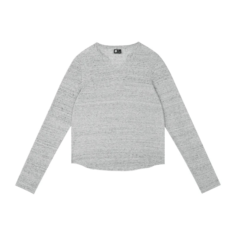 Plain V-neck Long Sleeve T-shirt