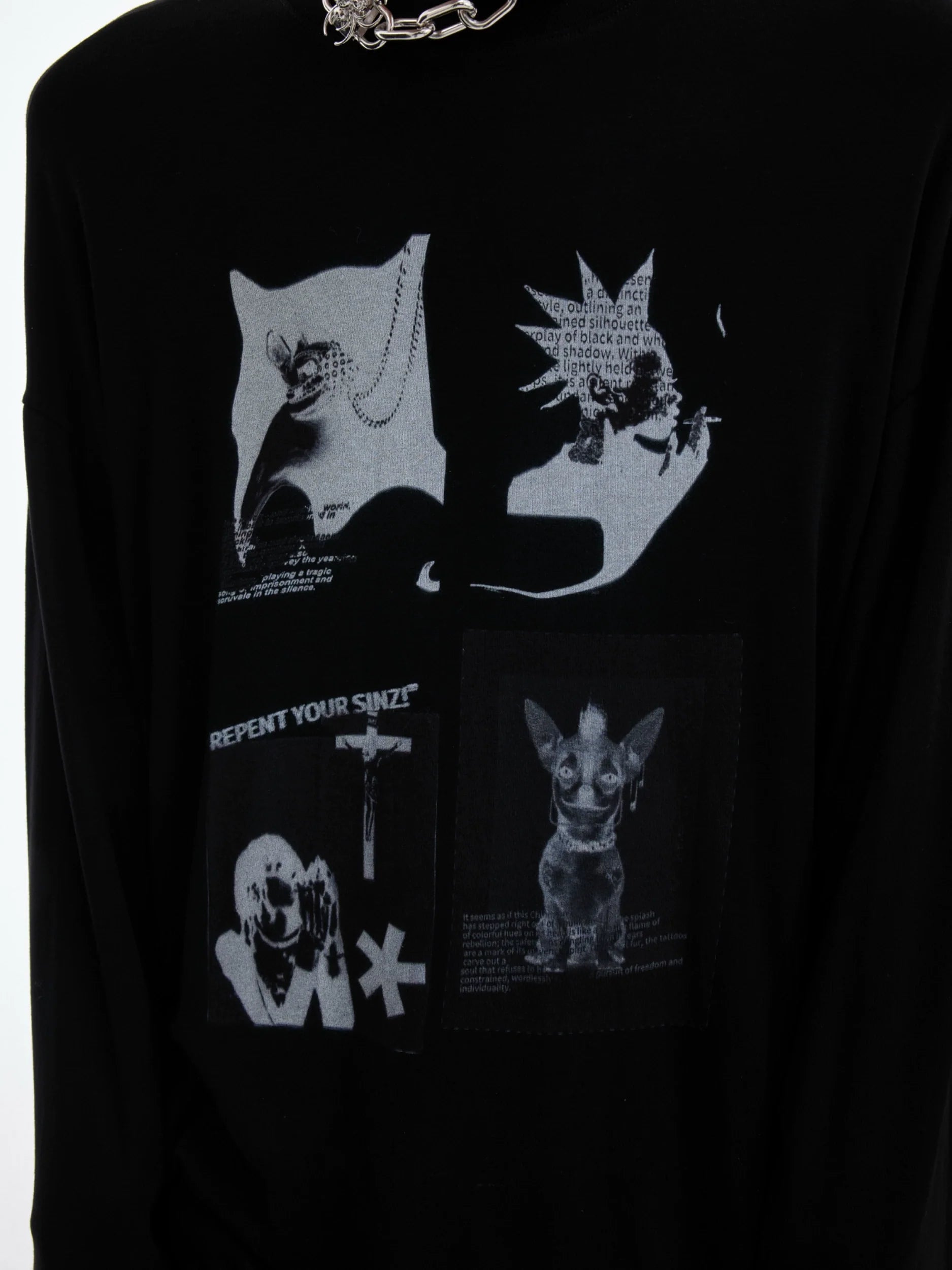 オーバーサイズグラフィックプリント長袖Tシャツ
