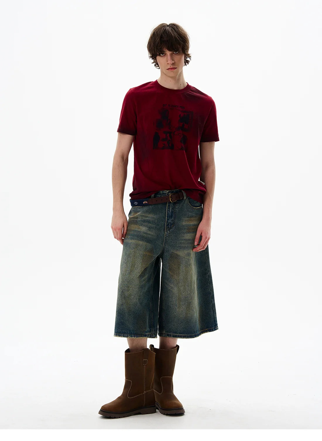 Vintage Crew Neck Graphic Print Tee