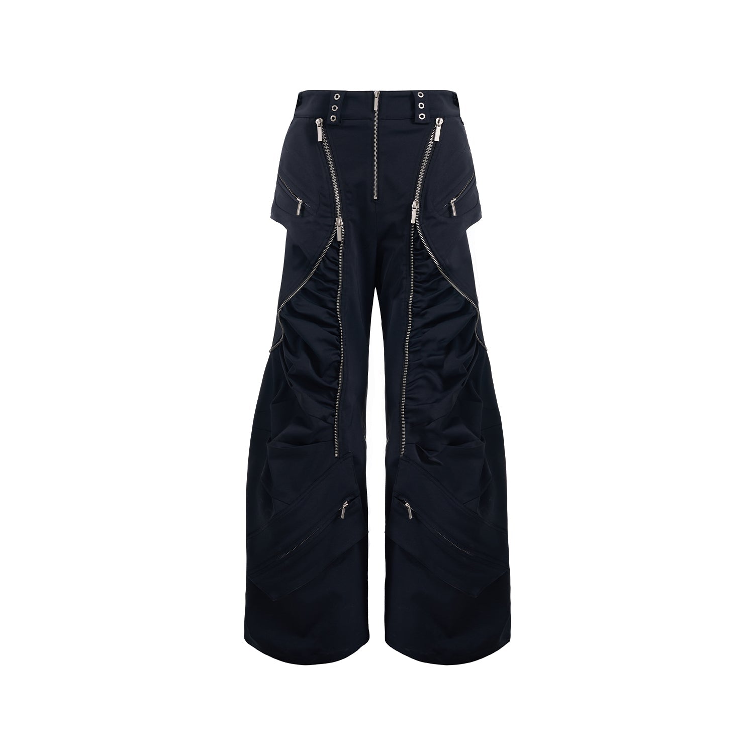 Black Zip-Detail Fighter Jacket and Zipper Pants Setup