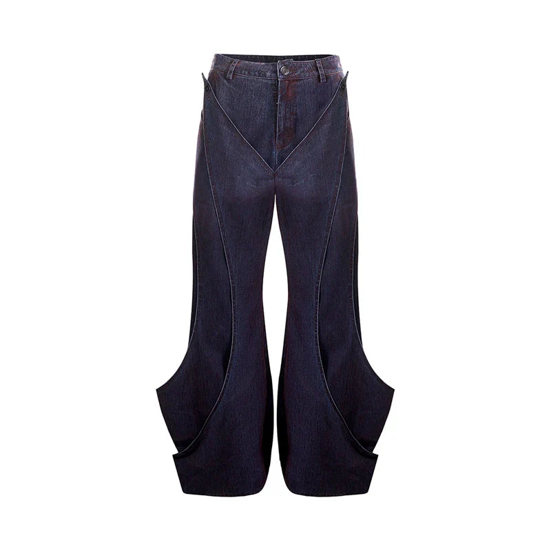 Curved Panel Wide-Leg Jeans