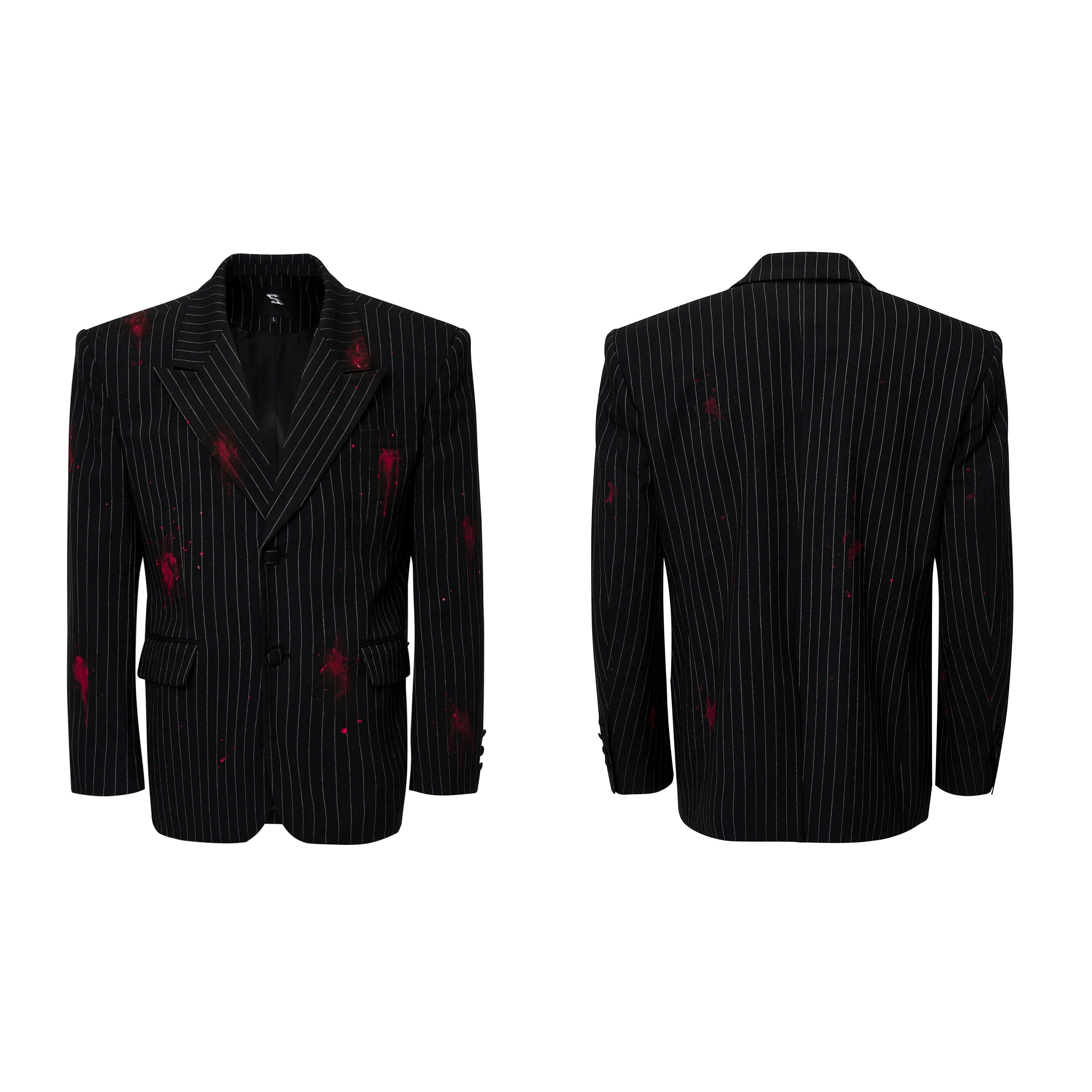 Red Paint Splatter Pinstripe Jacket and Pants Setup