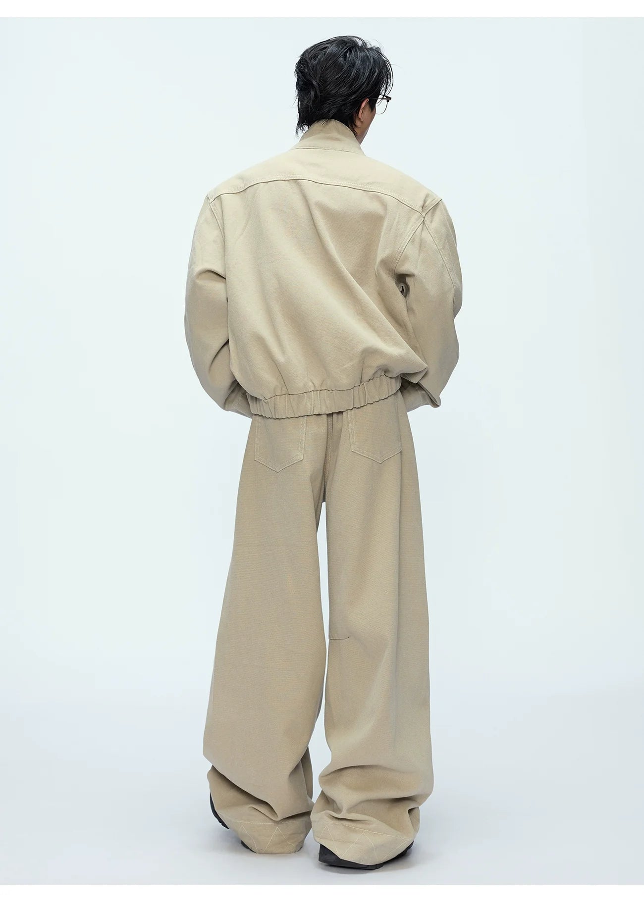 Oversized Bomber Jacket and Wide-Leg Trousers Setup
