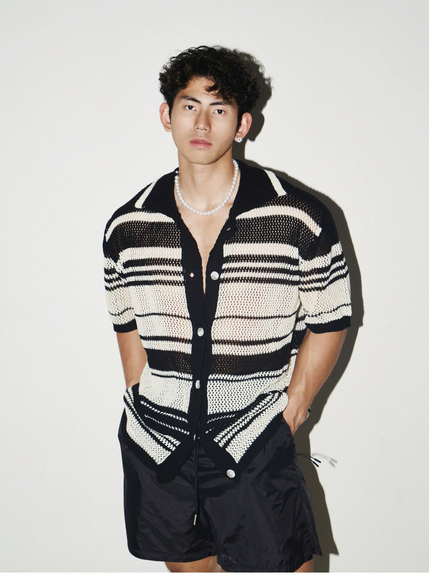 Hollow Out Niche Striped Shirt