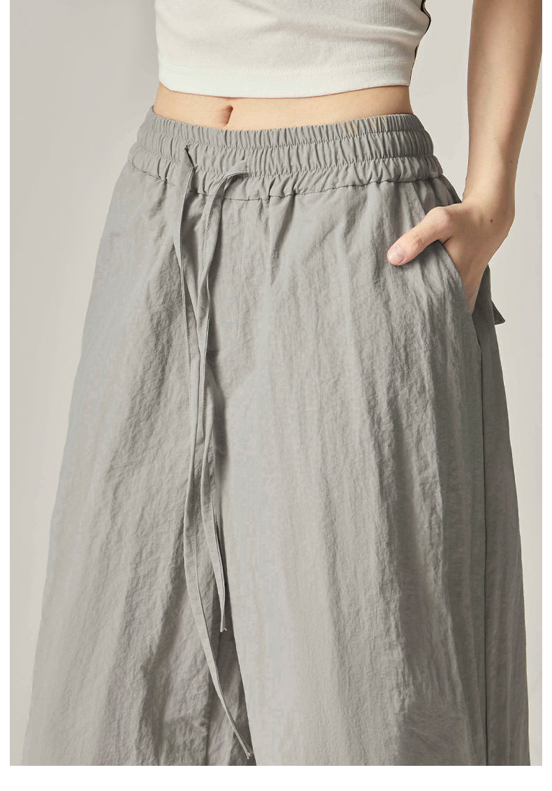 Grey Drawstring Loose Cargo Pants