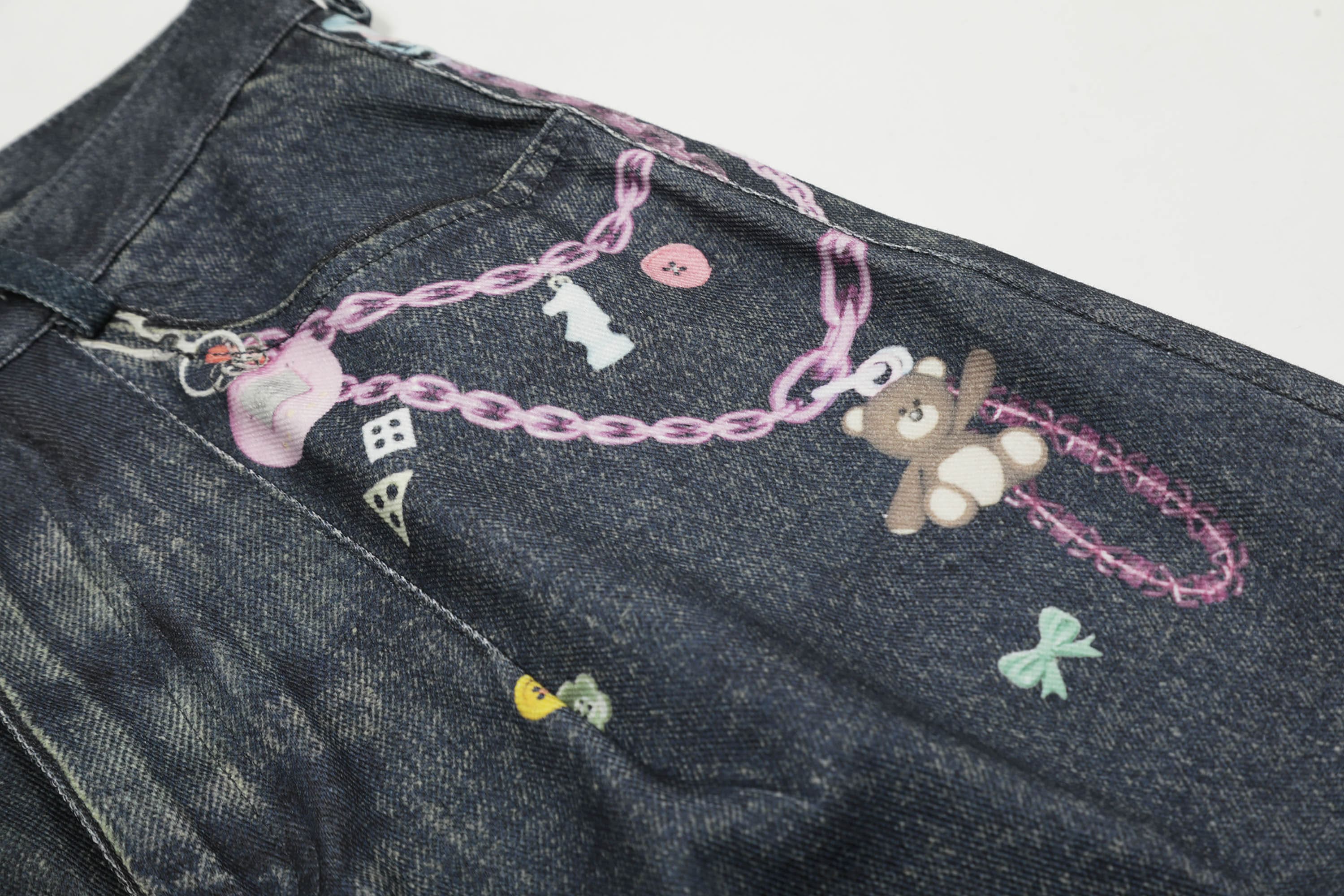 Pastel Charm Chain Denim Shorts