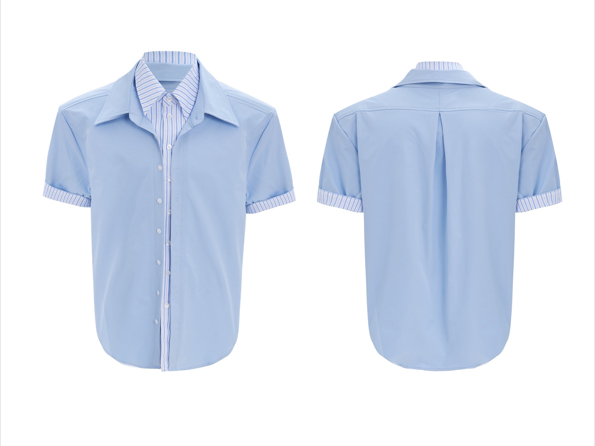 White Denim Short Sleeve Button-Up