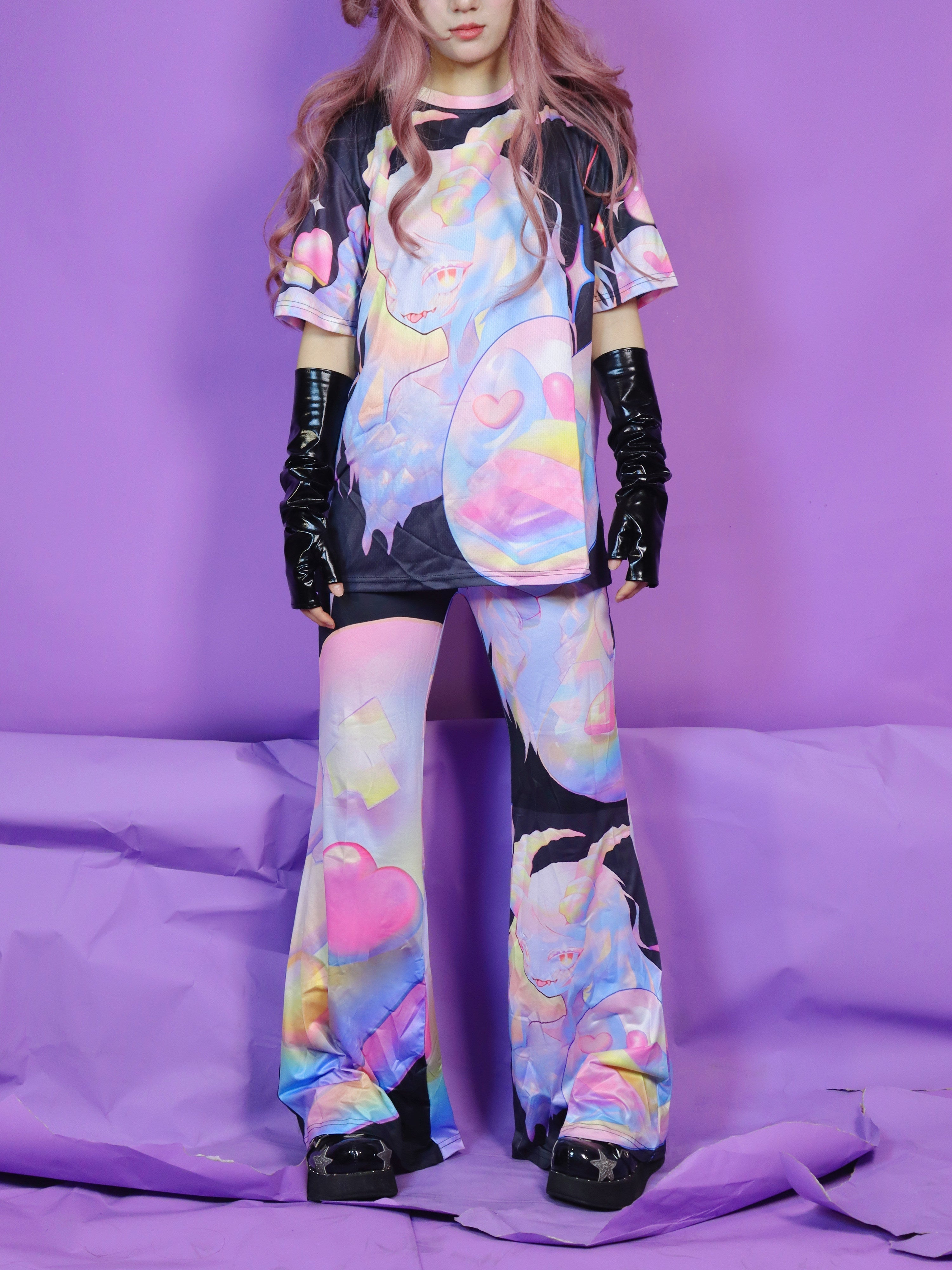 Pastel Galaxy Print Wide Leg Pants