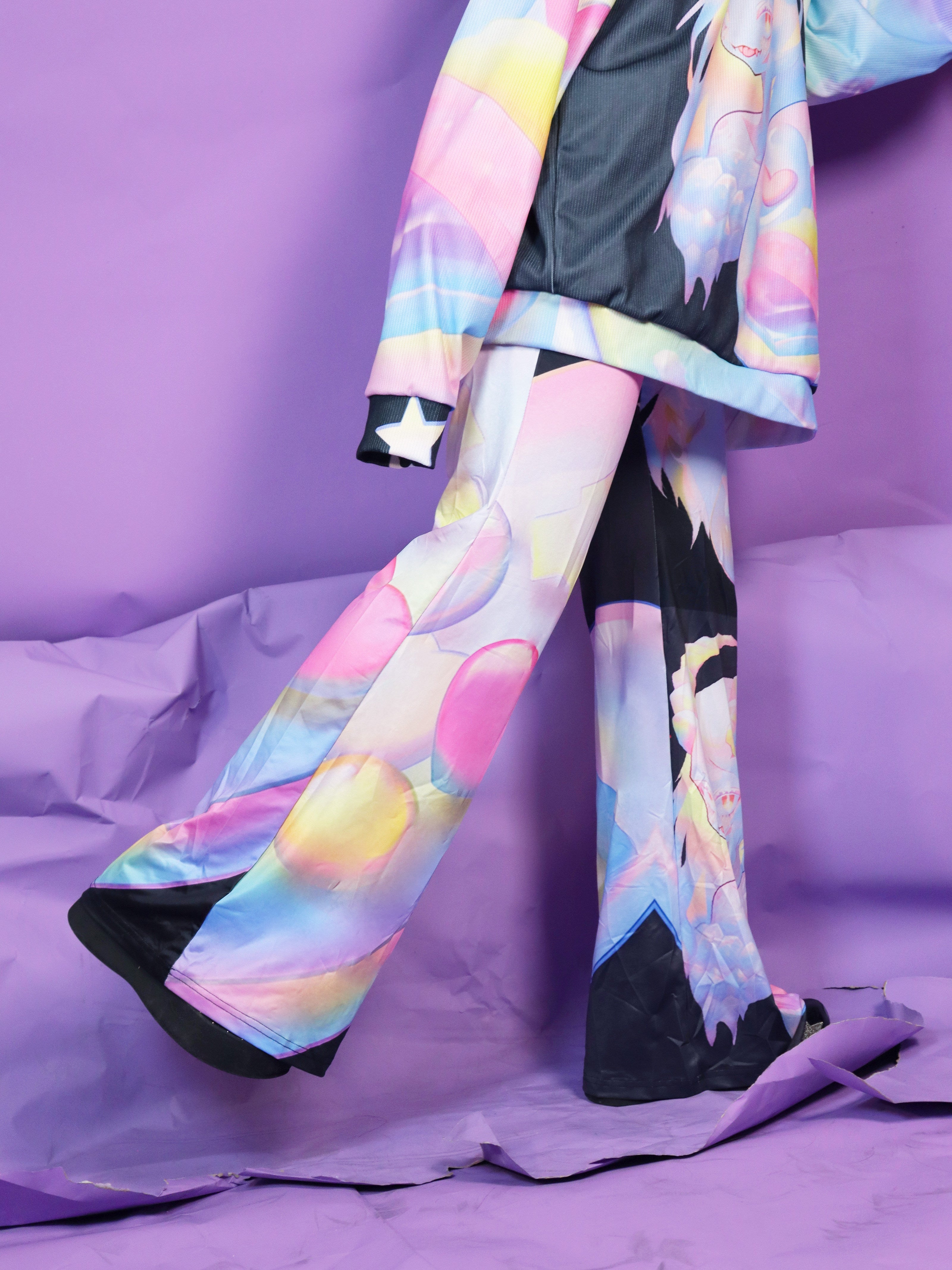 Pastel Galaxy Print Wide Leg Pants