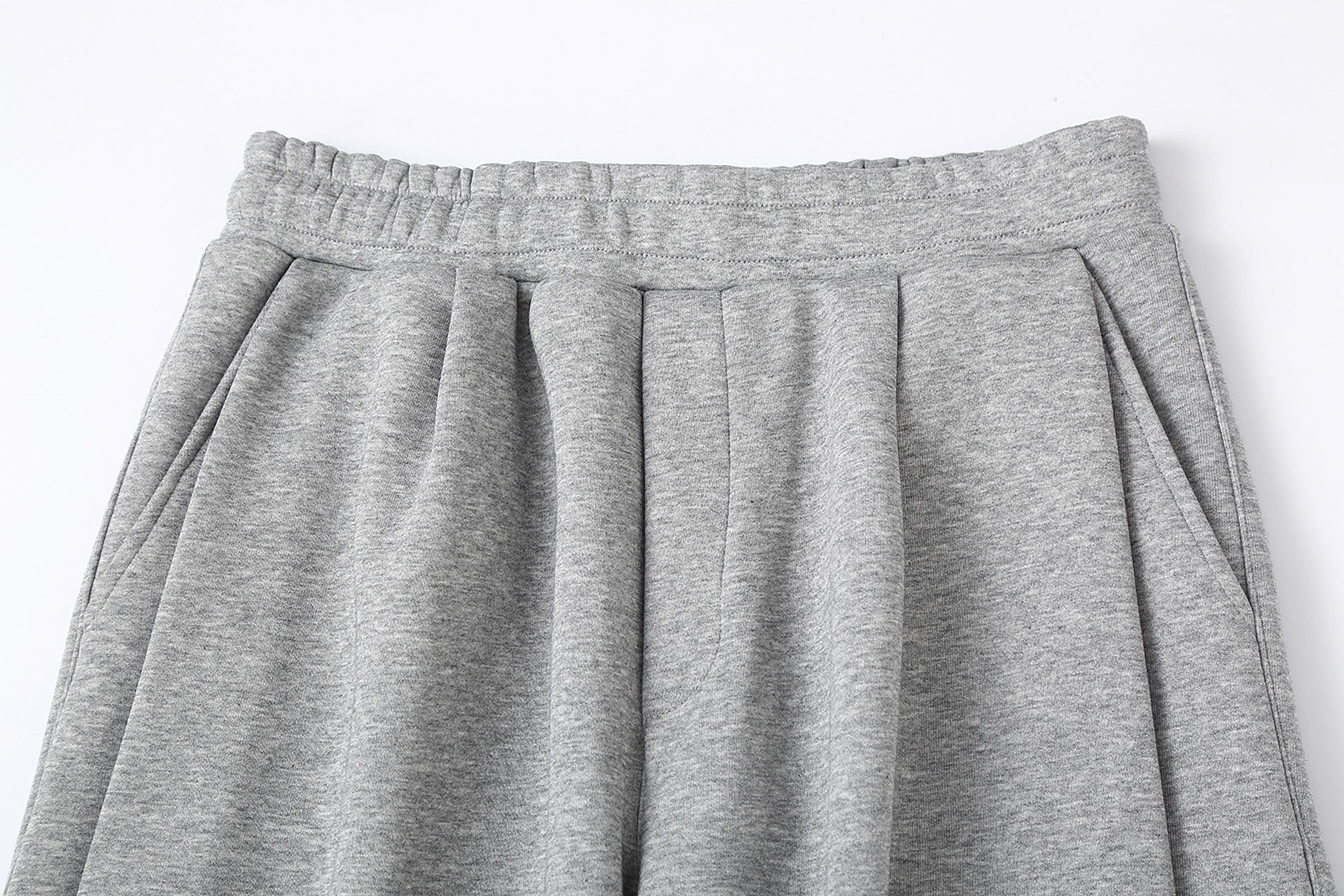 Gray and Black Pleated Wide-Leg Sweatpants