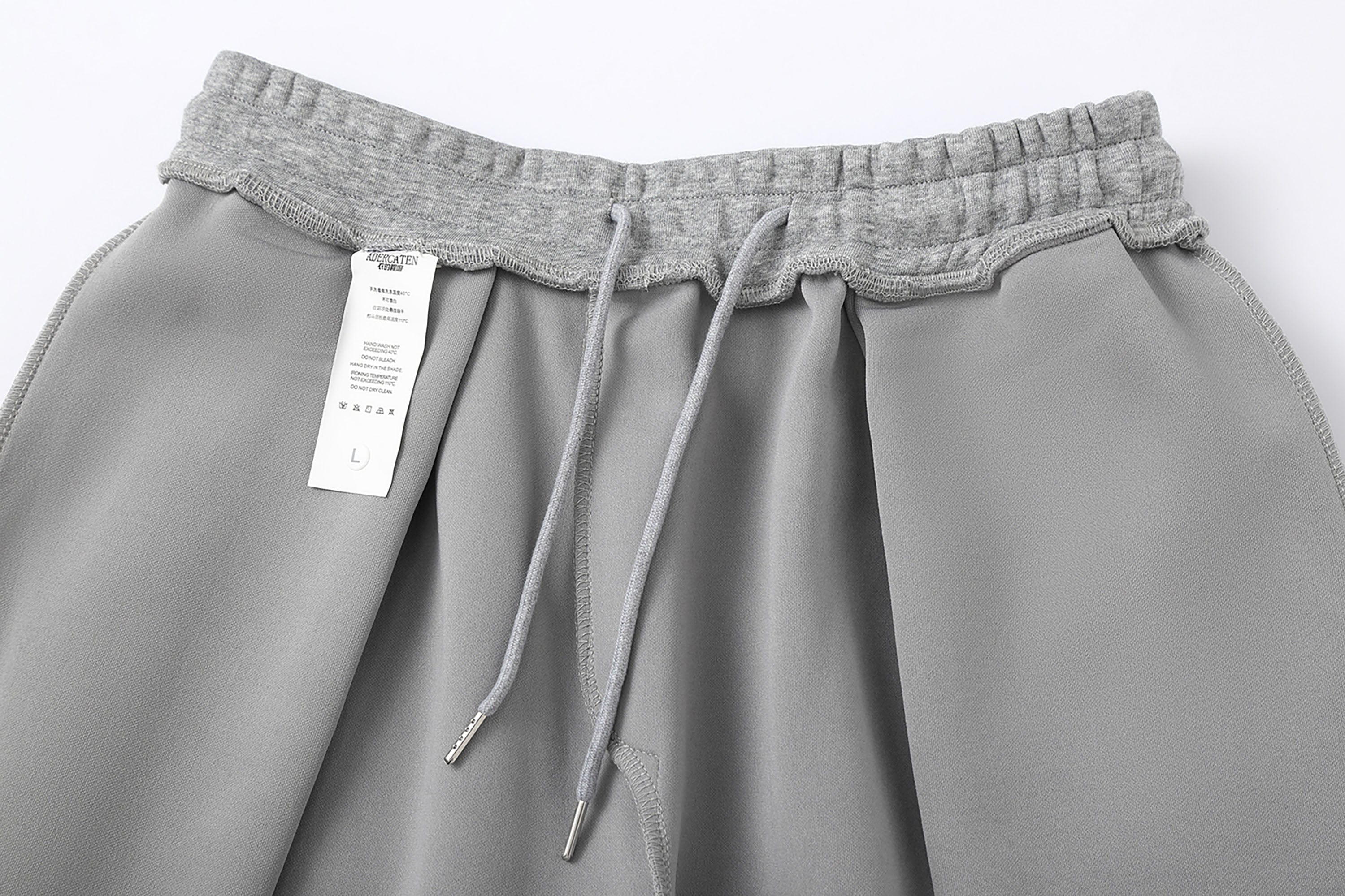 Gray and Black Pleated Wide-Leg Sweatpants