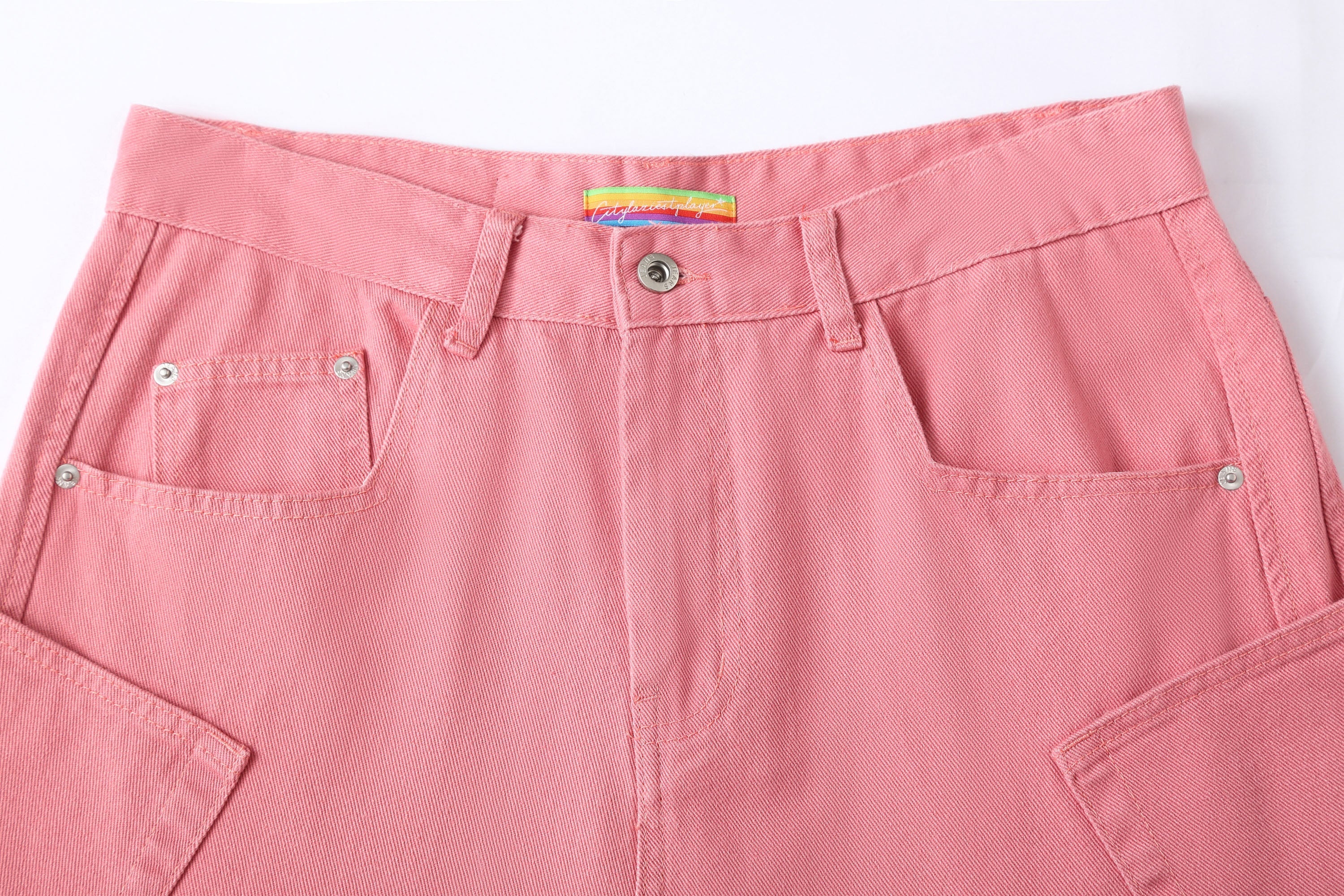 Pink Utility Wide-Leg Pants