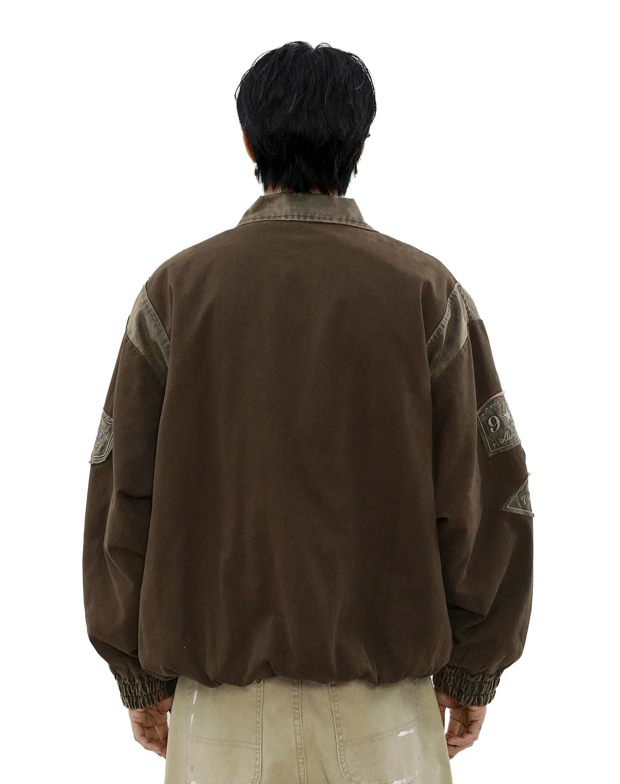 빈티지 브라운 캔버스 보머 재킷