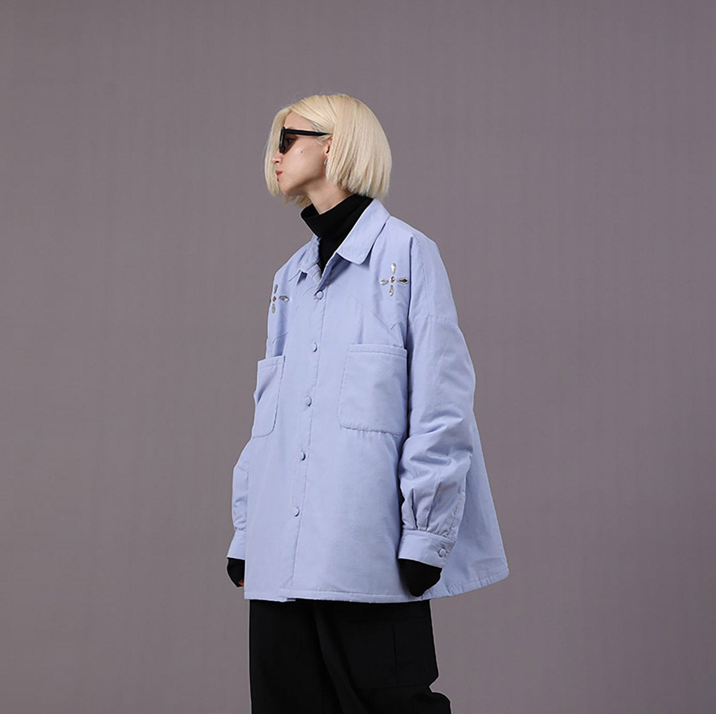 Striped Work Padded Shirt Jacket