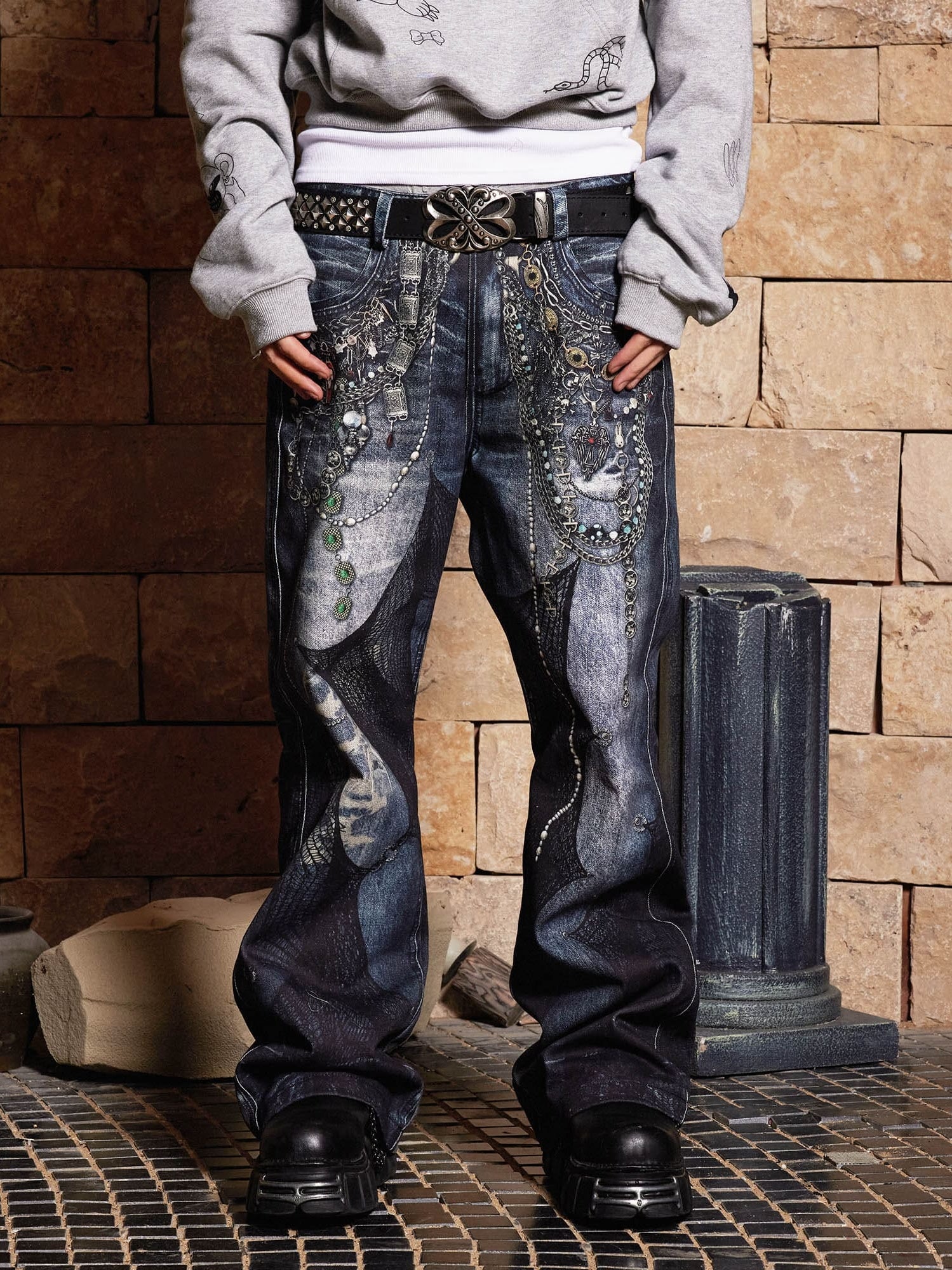 Gothic Chain Straight Jeans