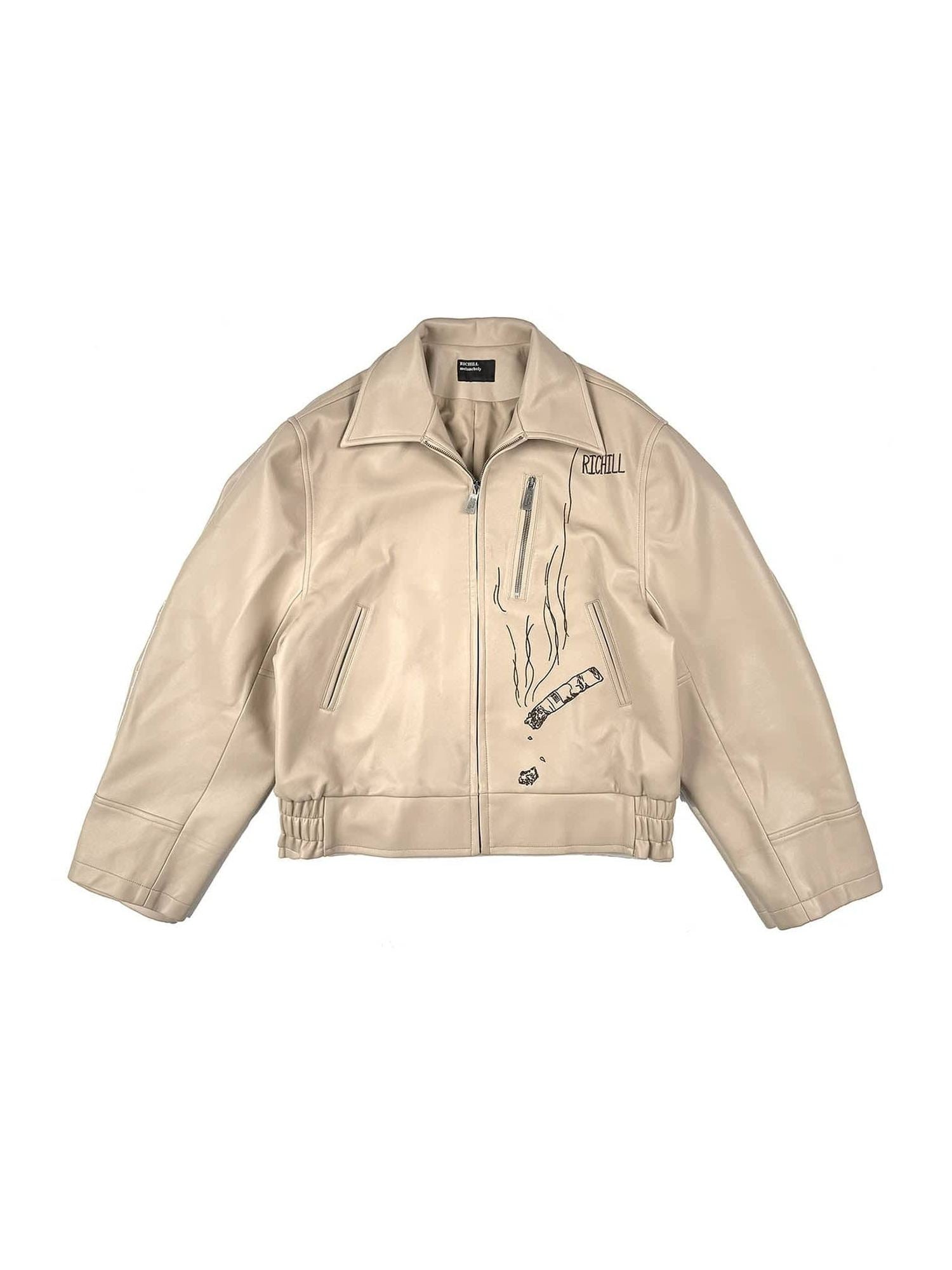 Cream Leather Smoke Jacket