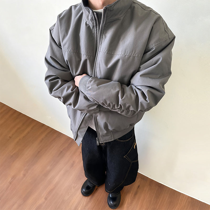 5D4084-Padded short-sleeved cotton jacket with a stand-up collar for men