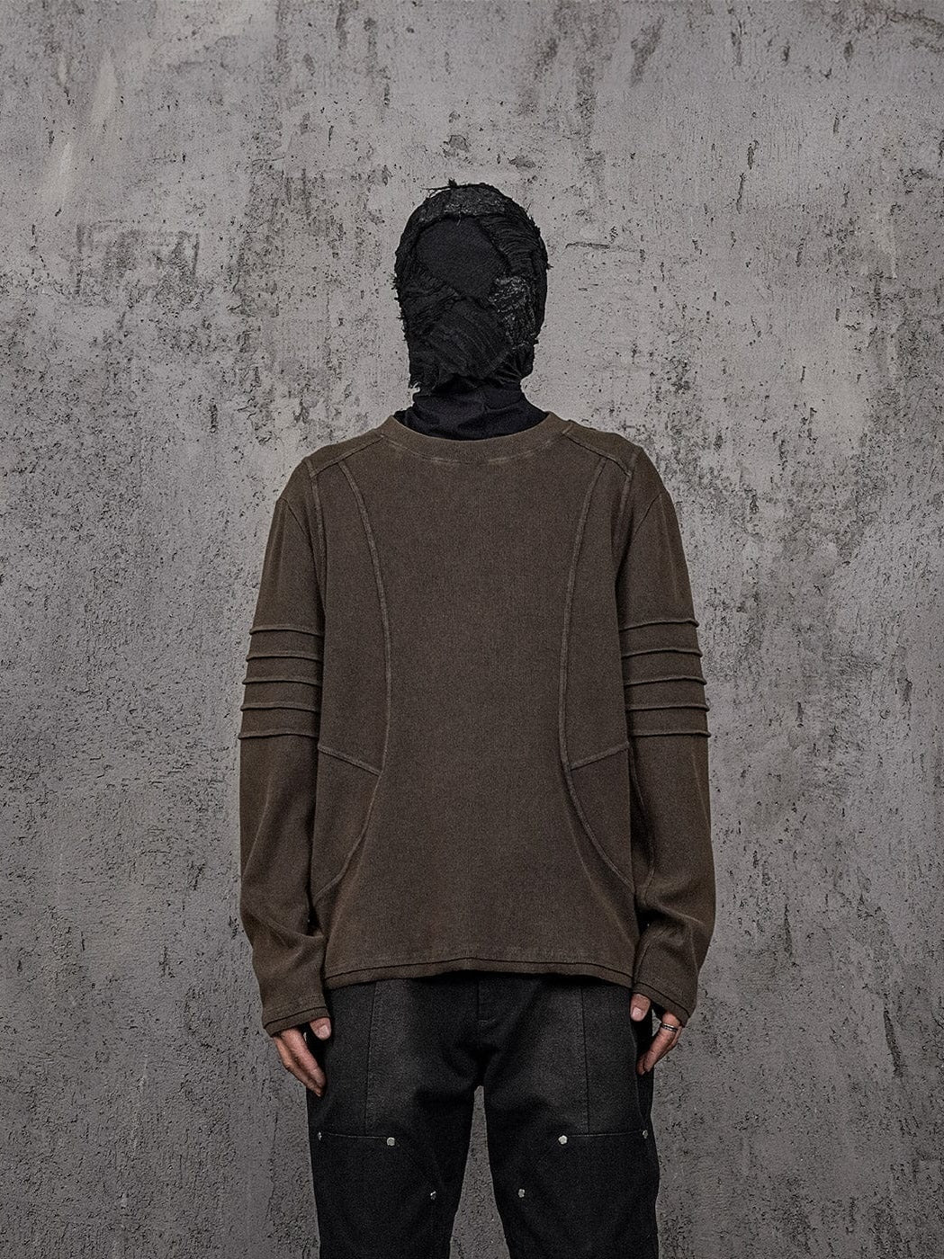 Strapped Sleeve Sweatshirt Brown