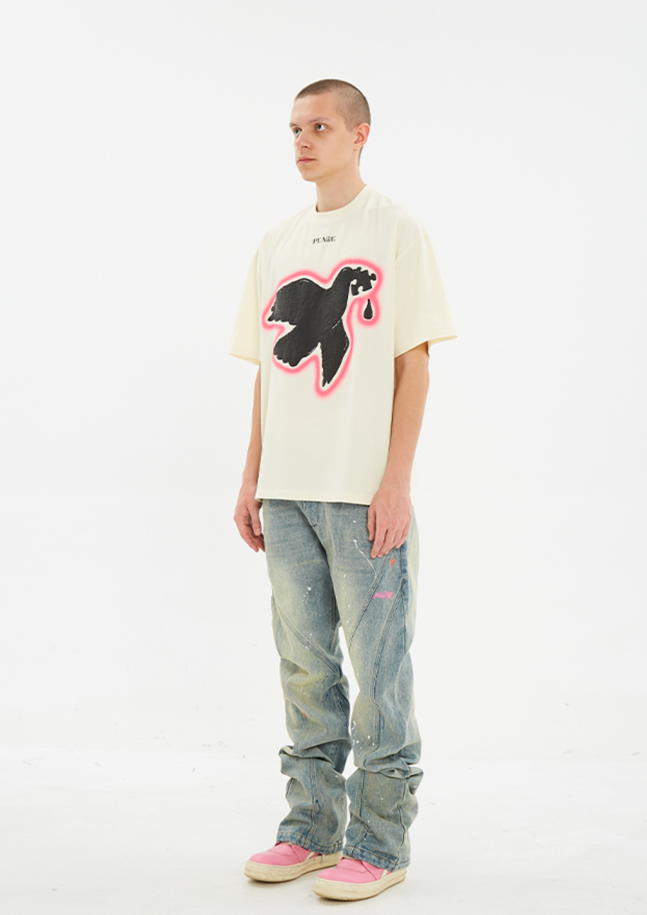Serene Peace Dove Suede Foam Printed T-Shirt - chiclara