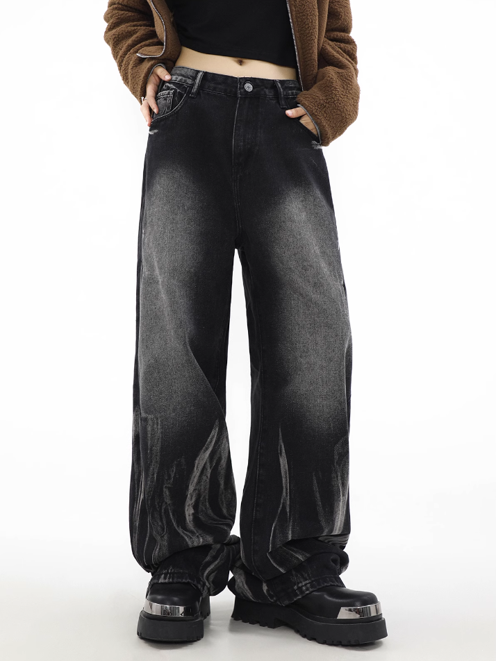 Obsidian Fade Wide-Leg Denims - chiclara