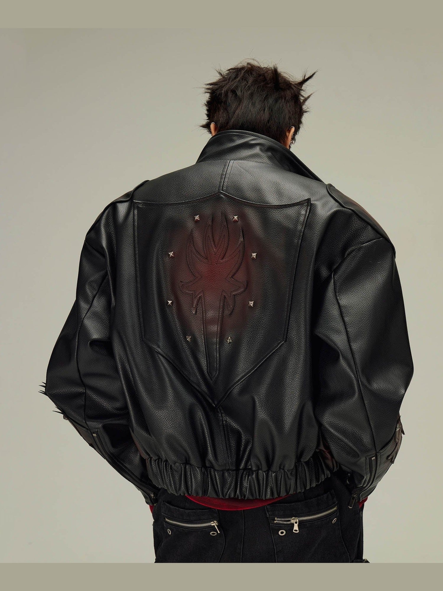 Flame Leather Bomber