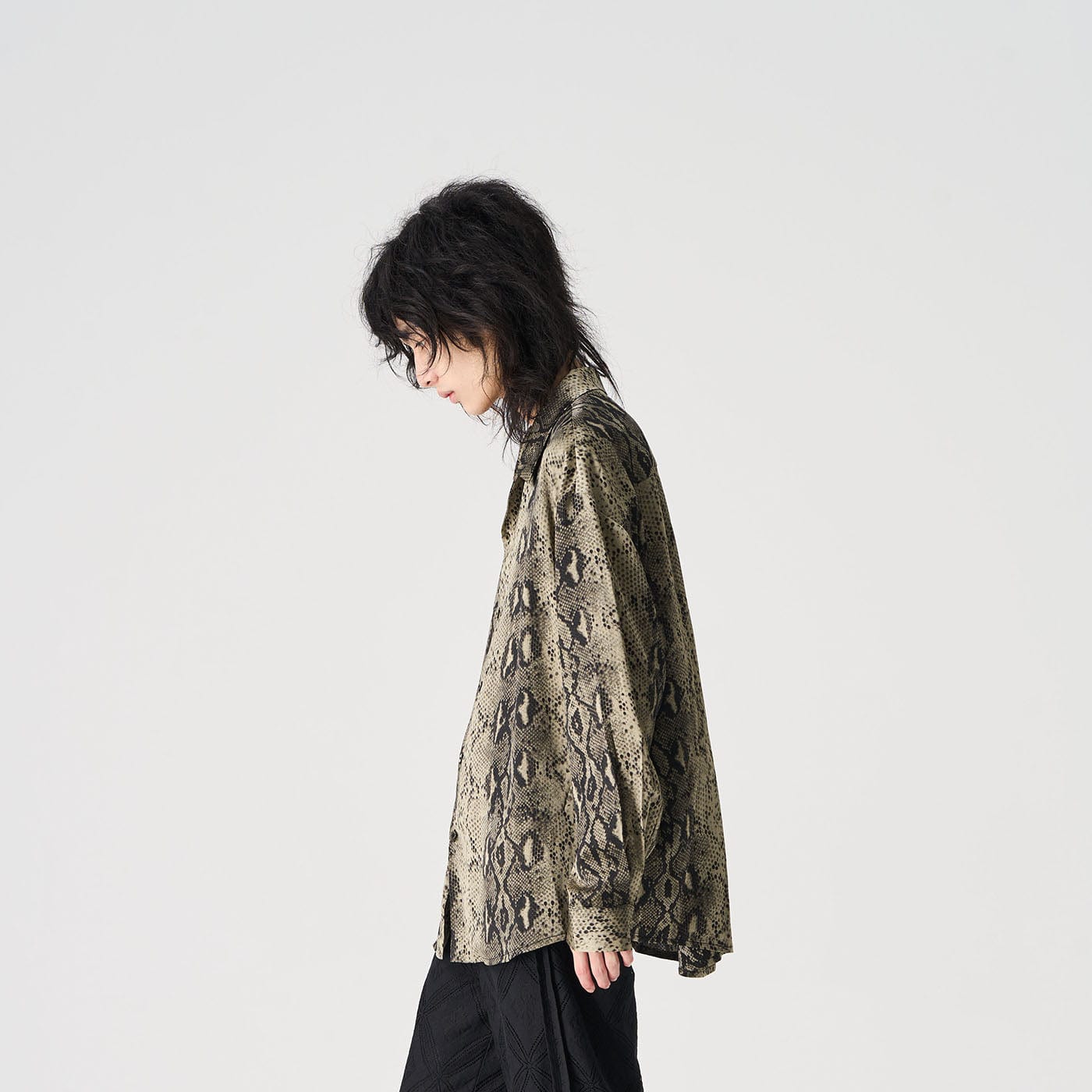 Python Print Silk Long Sleeve Shirt
