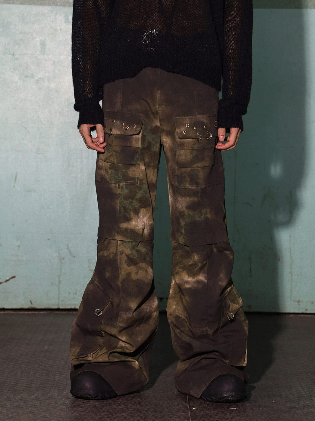 Tie Dye Cargo Flare Pants