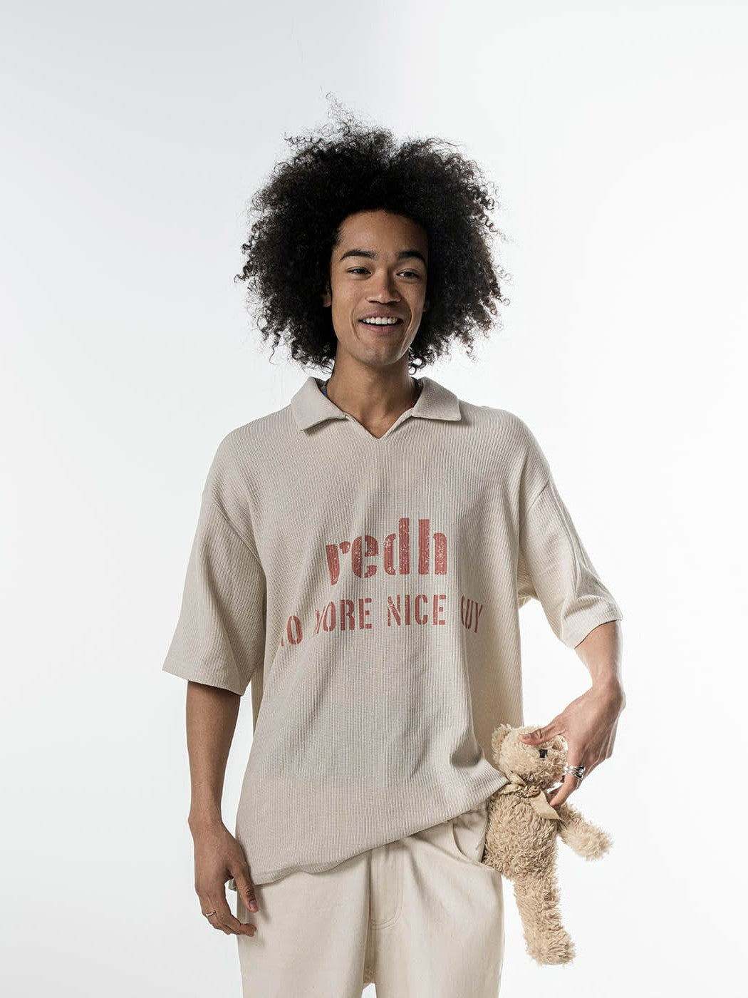 Cream Knit Polo Shirt