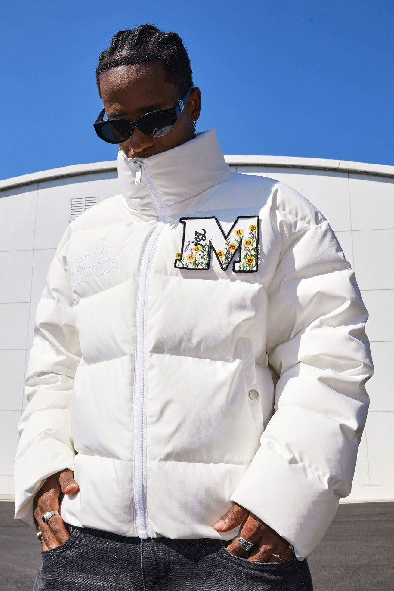 Puffer Jacket with Velcro Logo - chiclara